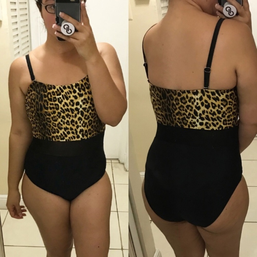 Leopard print one-piece swimsuit with sarong